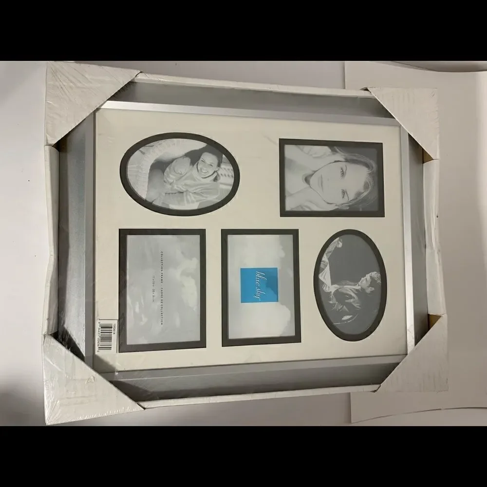 Blue Sky Collection Silver Frame Matted Photo 5 Separate 3x5 Inch Photo Opening